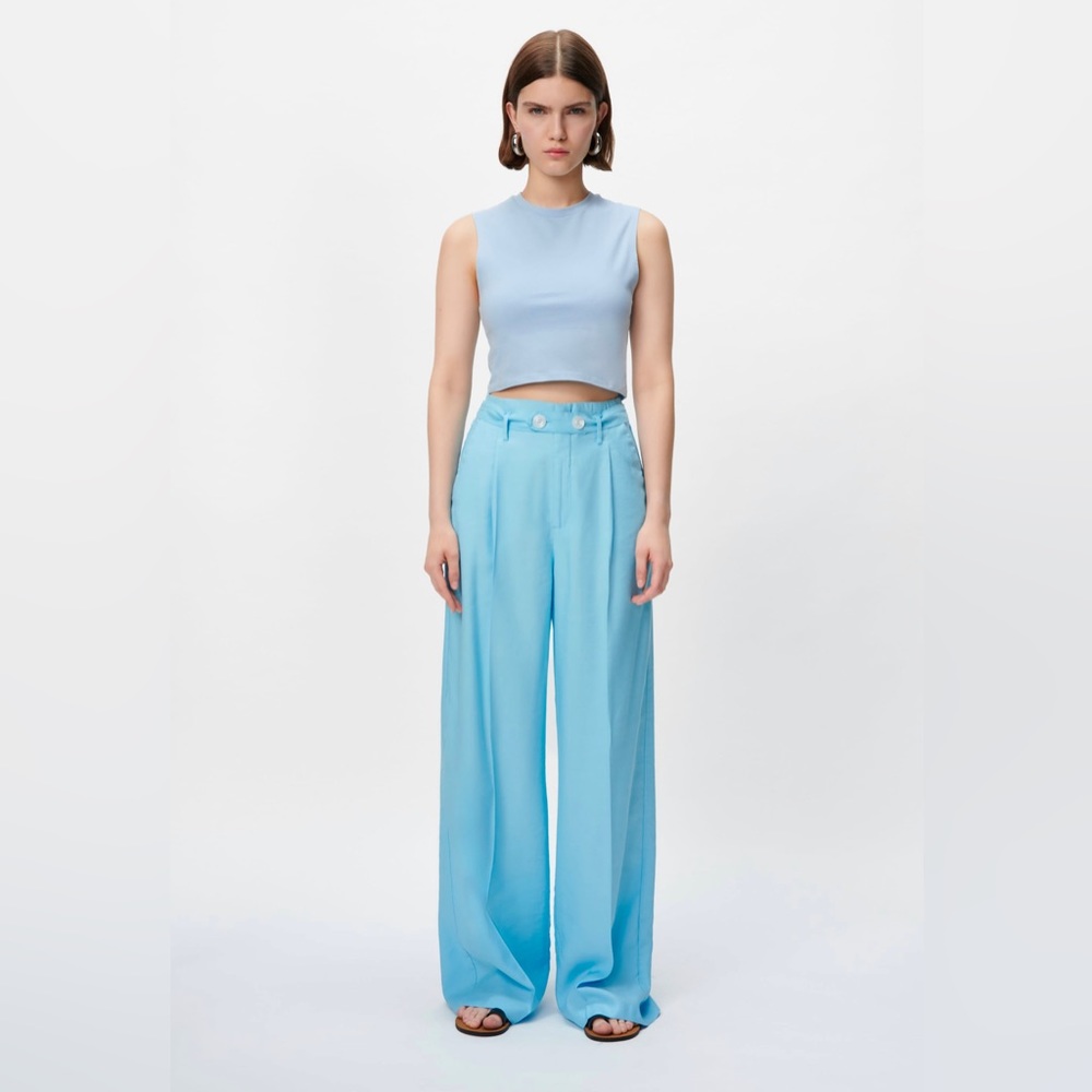 Stretch Cotton Blend Cropped Tank Top